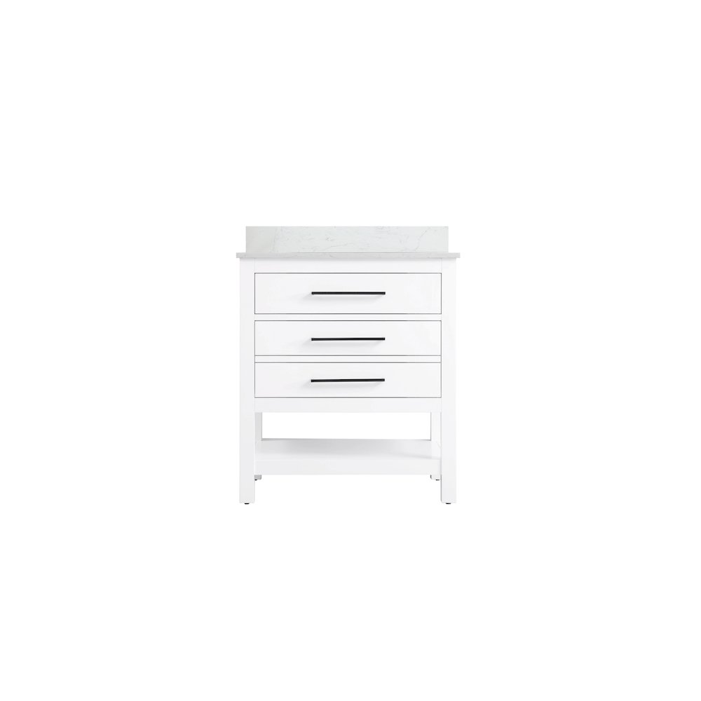 30 inch Single Bathroom Vanity in White with backsplash. Picture 5