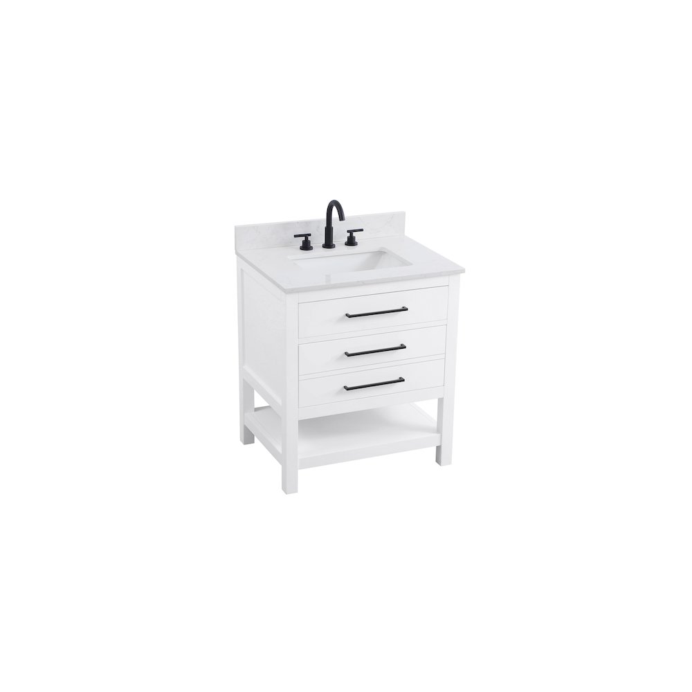 30 inch Single Bathroom Vanity in White with backsplash. Picture 6