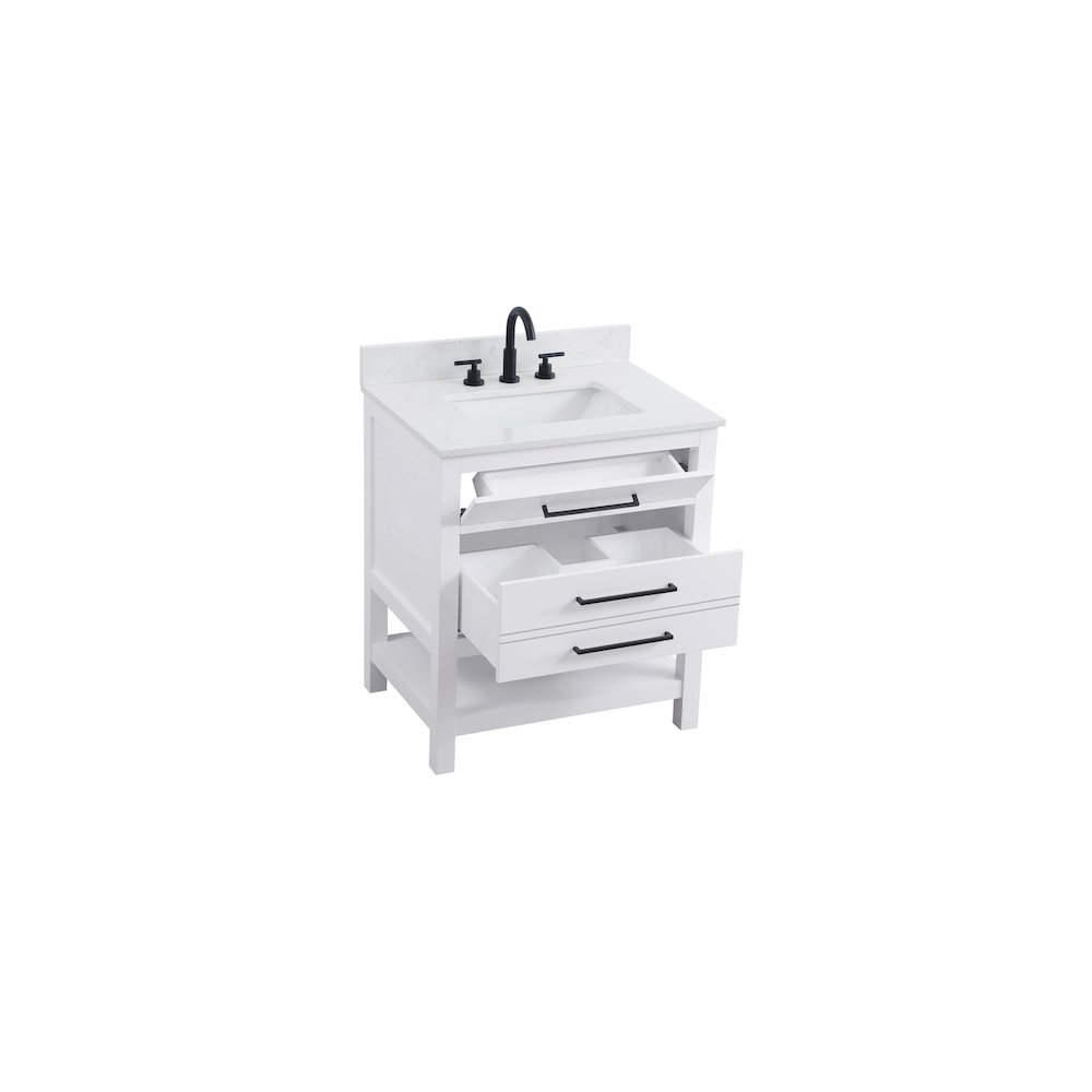 30 inch Single Bathroom Vanity in White with backsplash. Picture 7