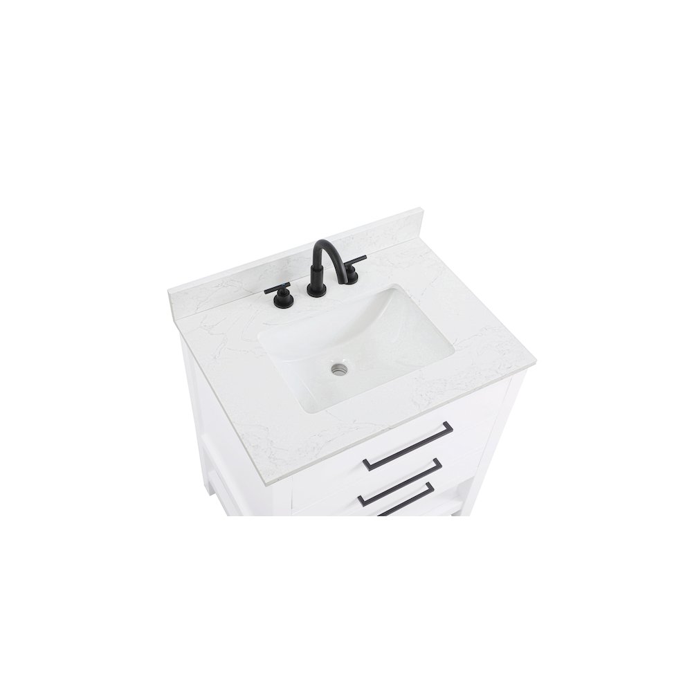 30 inch Single Bathroom Vanity in White with backsplash. Picture 8