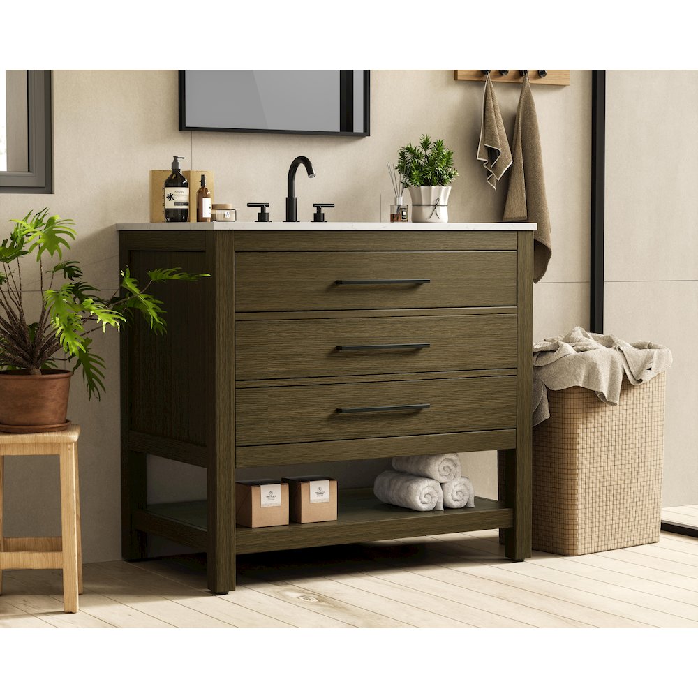36 inch Single Bathroom Vanity in Chestnut Brown. Picture 3