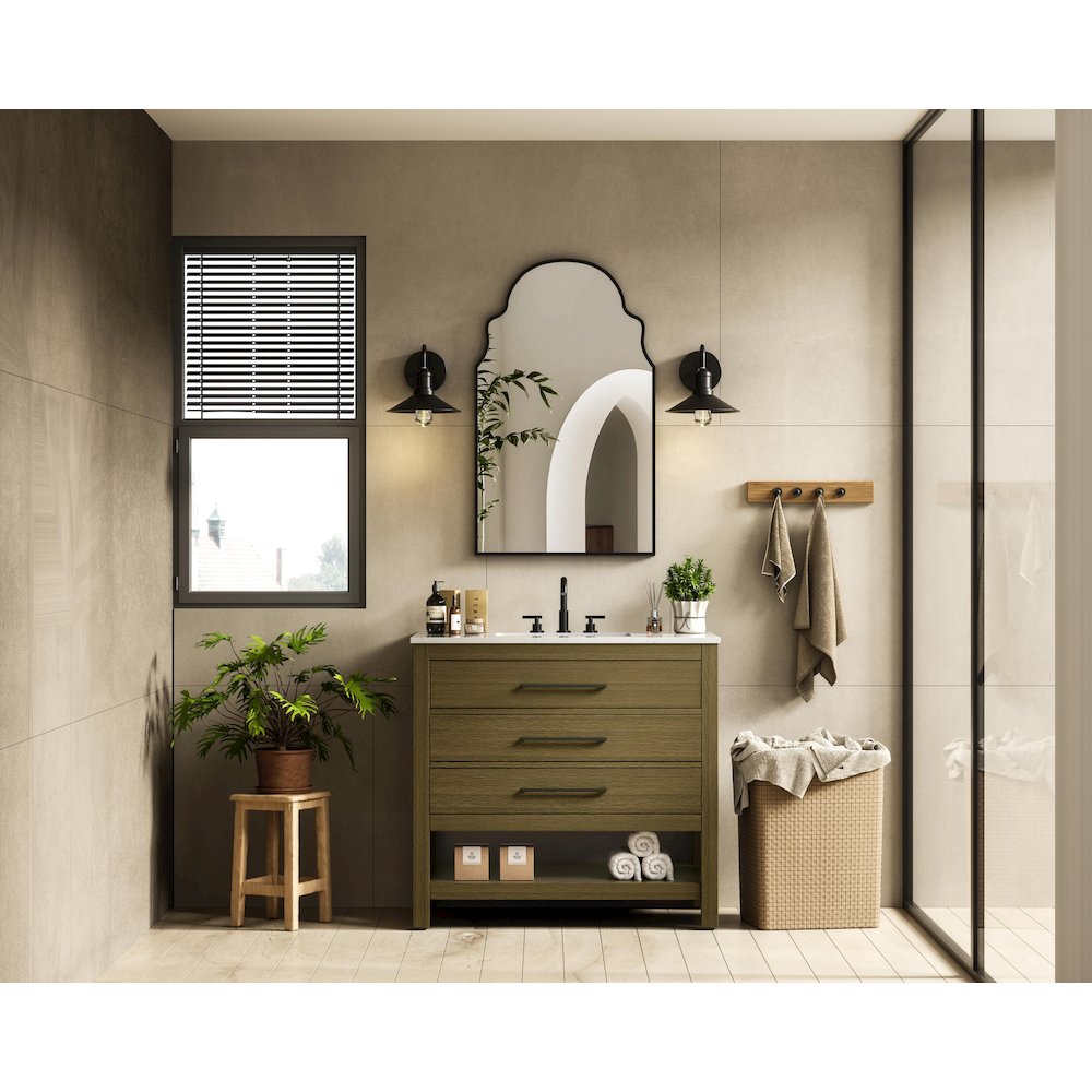 36 inch Single Bathroom Vanity in Chestnut Brown. Picture 4