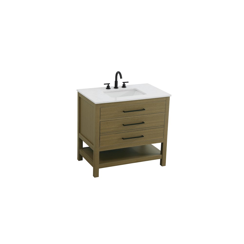 36 inch Single Bathroom Vanity in Chestnut Brown. Picture 6