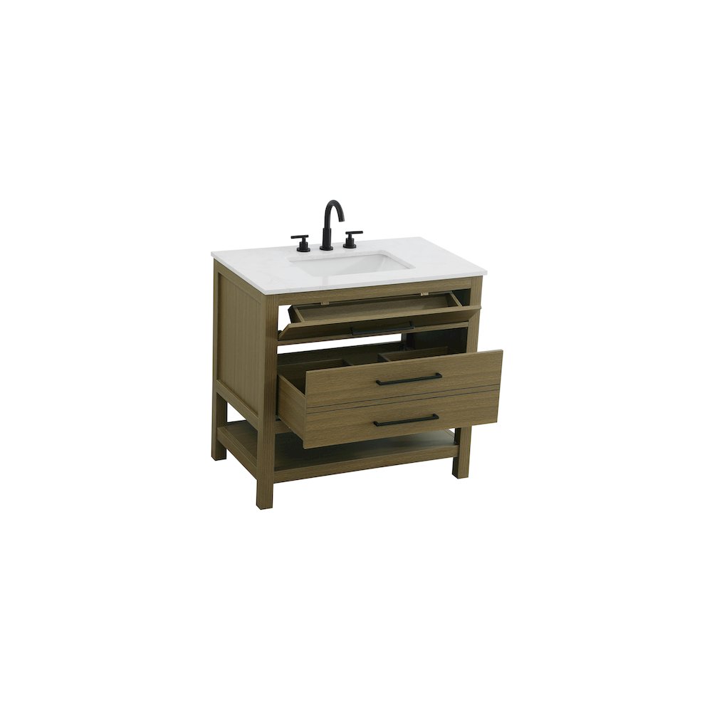 36 inch Single Bathroom Vanity in Chestnut Brown. Picture 7