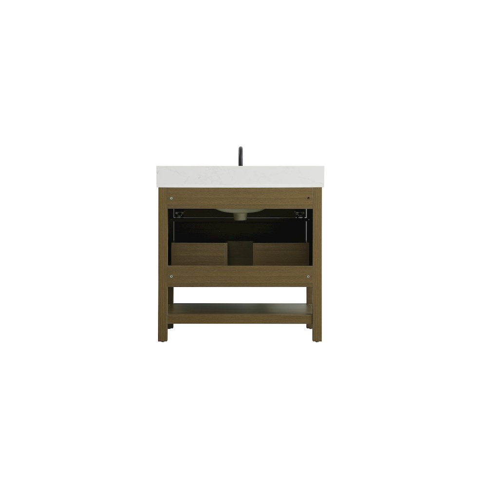 36  inch Single Bathroom Vanity in Chestnut Brown with backsplash. Picture 12