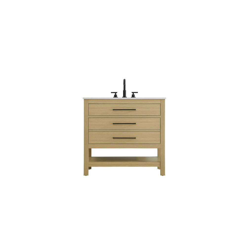 36  inch Single Bathroom Vanity in Honey Brown. Picture 1