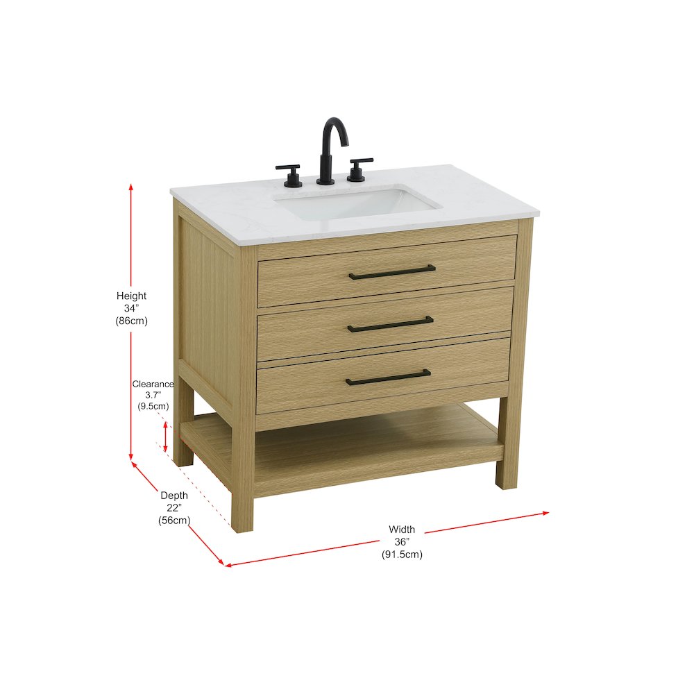 36  inch Single Bathroom Vanity in Honey Brown. Picture 13