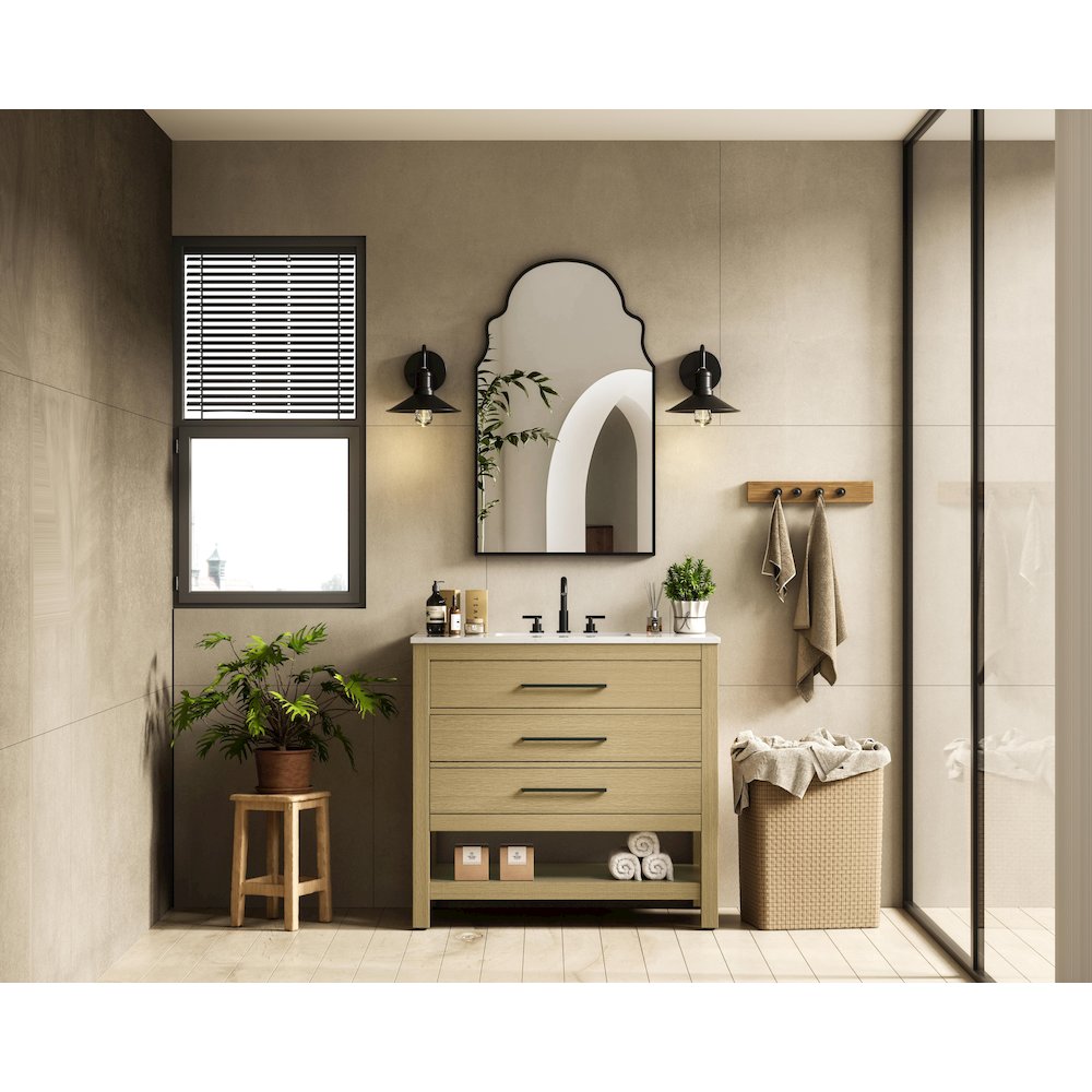 36  inch Single Bathroom Vanity in Honey Brown. Picture 4