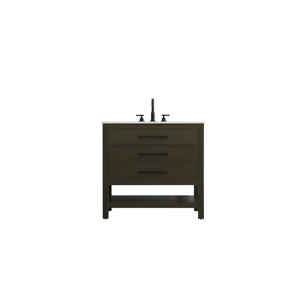 36 inch Single Bathroom Vanity in Mocha Brown. Picture 1