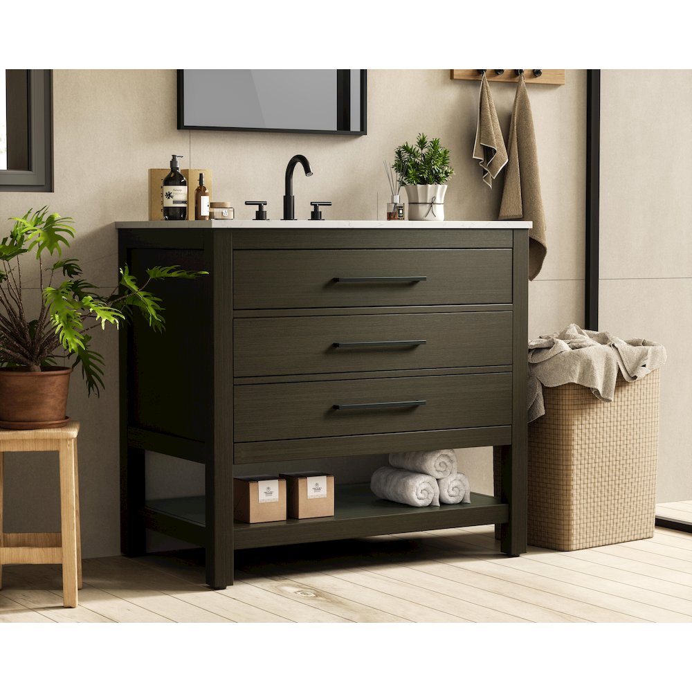 36 inch Single Bathroom Vanity in Mocha Brown. Picture 3