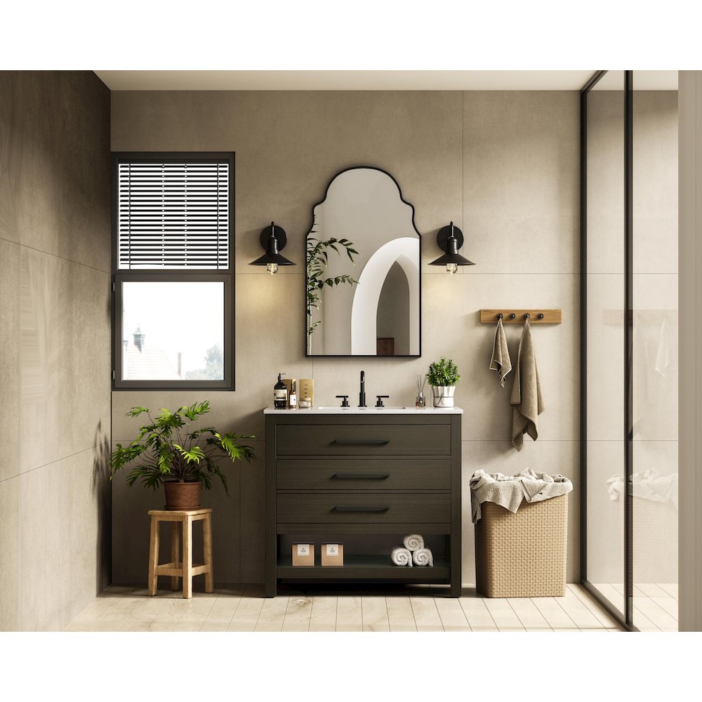 36 inch Single Bathroom Vanity in Mocha Brown. Picture 4
