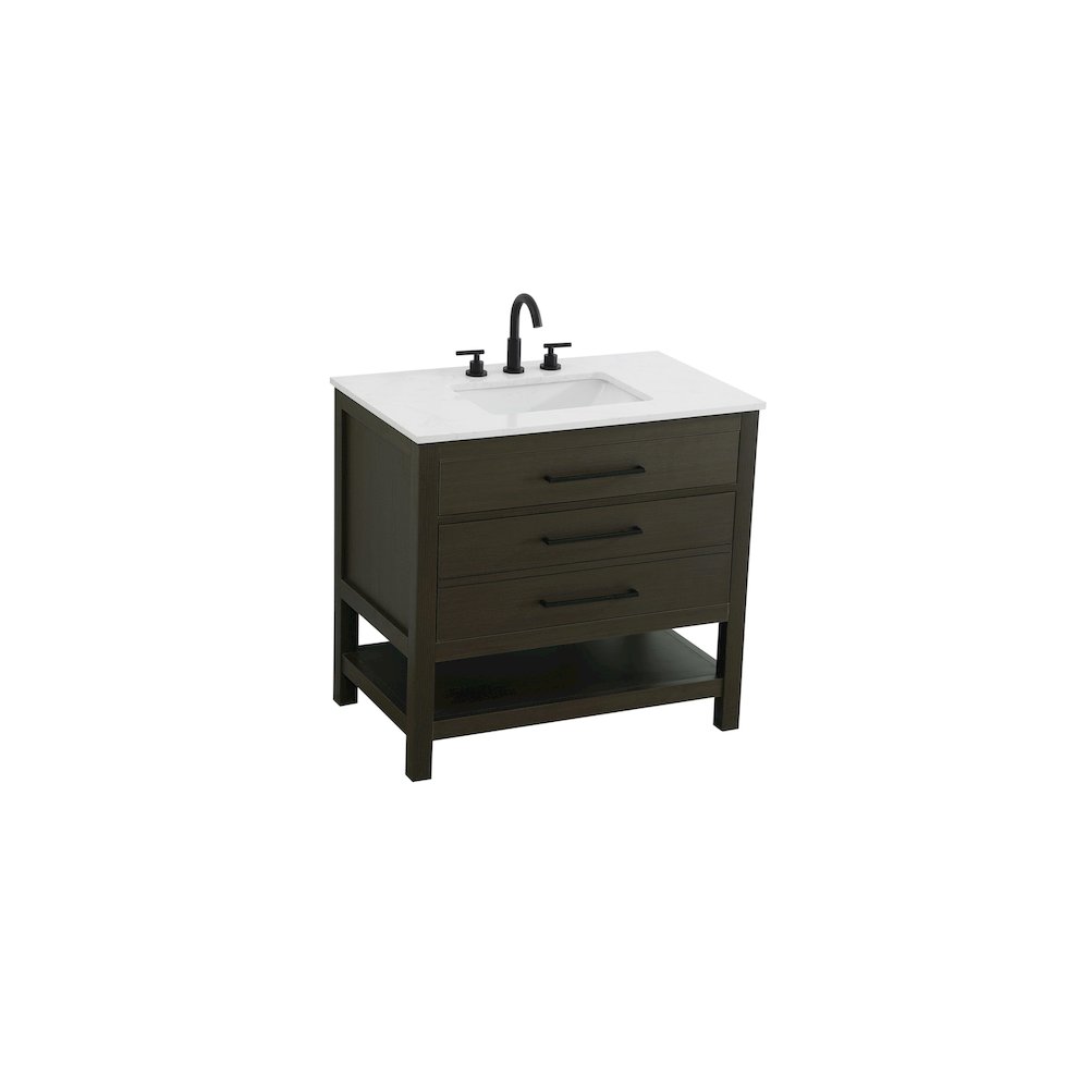 36 inch Single Bathroom Vanity in Mocha Brown. Picture 6
