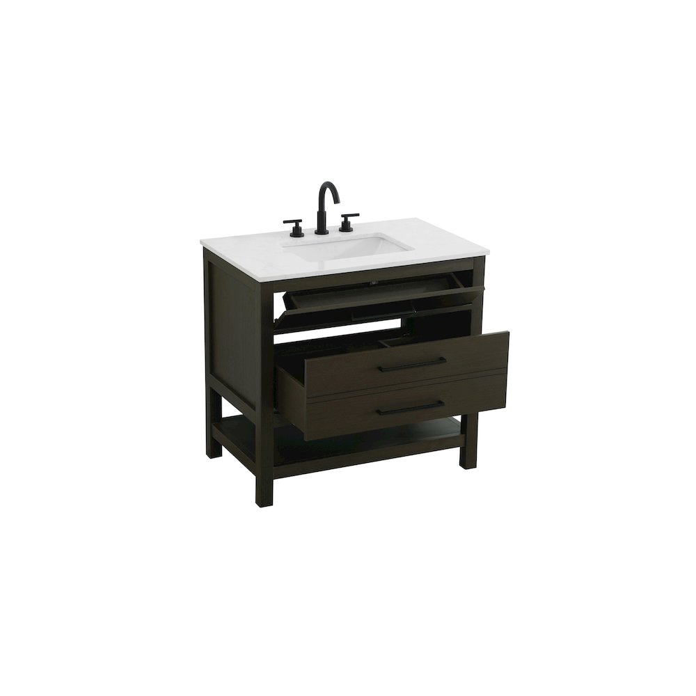 36 inch Single Bathroom Vanity in Mocha Brown. Picture 7