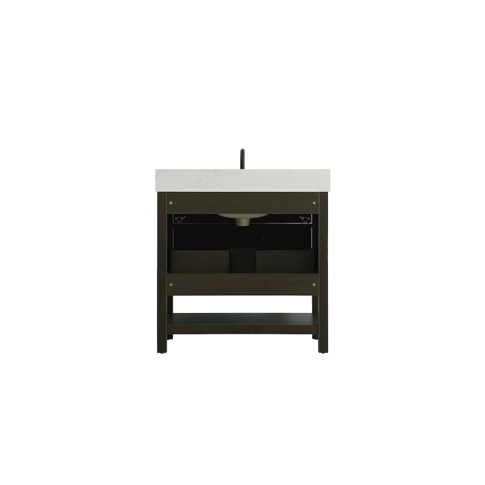 36 inch Single Bathroom Vanity in Mocha Brown with backsplash. Picture 12