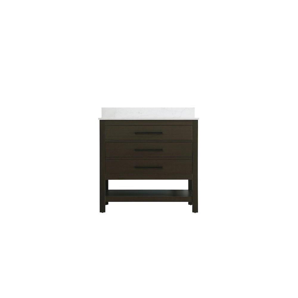 36 inch Single Bathroom Vanity in Mocha Brown with backsplash. Picture 5