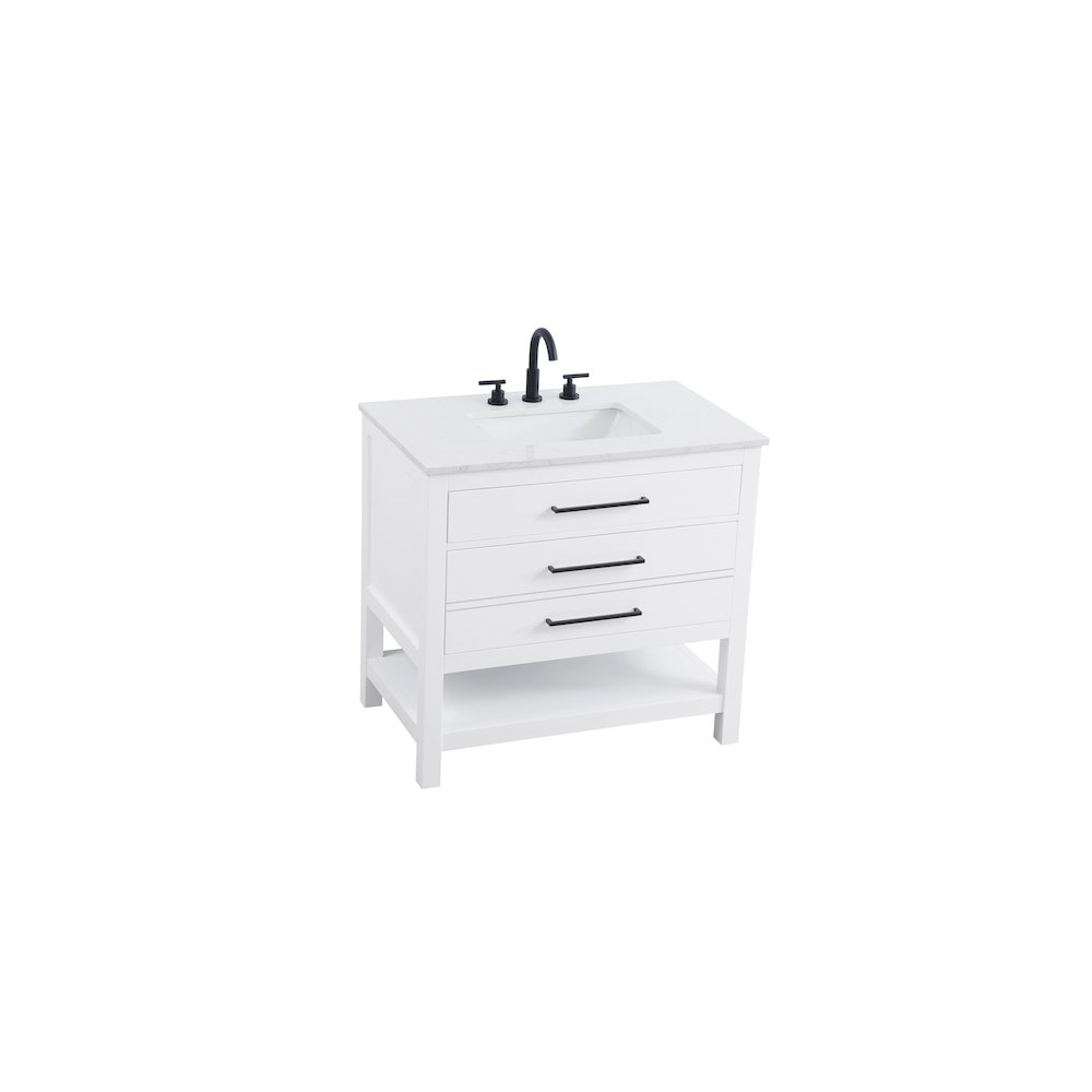 36 inch Single Bathroom Vanity in White. Picture 6