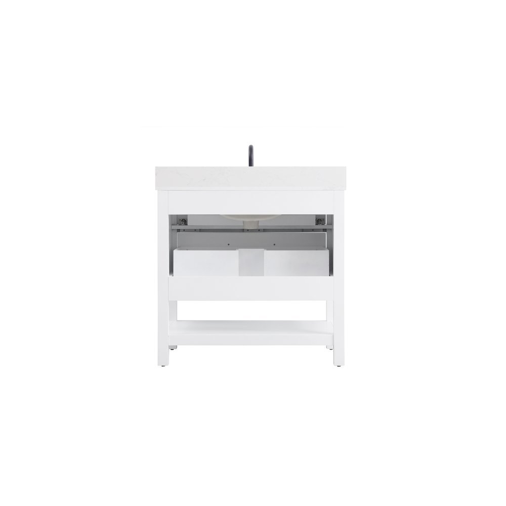 36 inch Single Bathroom Vanity in White with backsplash. Picture 12