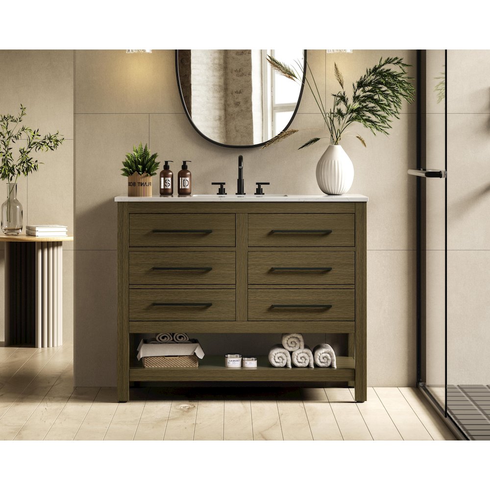 42 inch Single Bathroom Vanity in Chestnut Brown. Picture 2