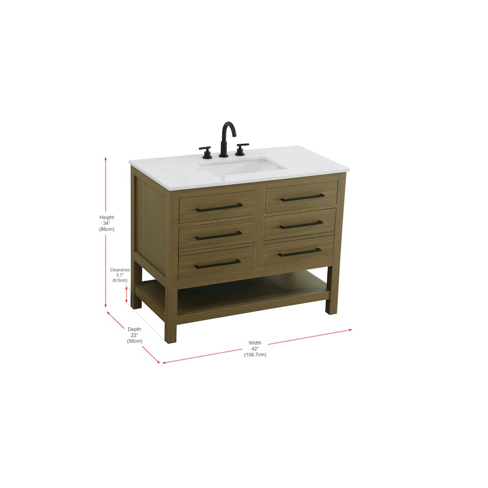 42 inch Single Bathroom Vanity in Chestnut Brown. Picture 13
