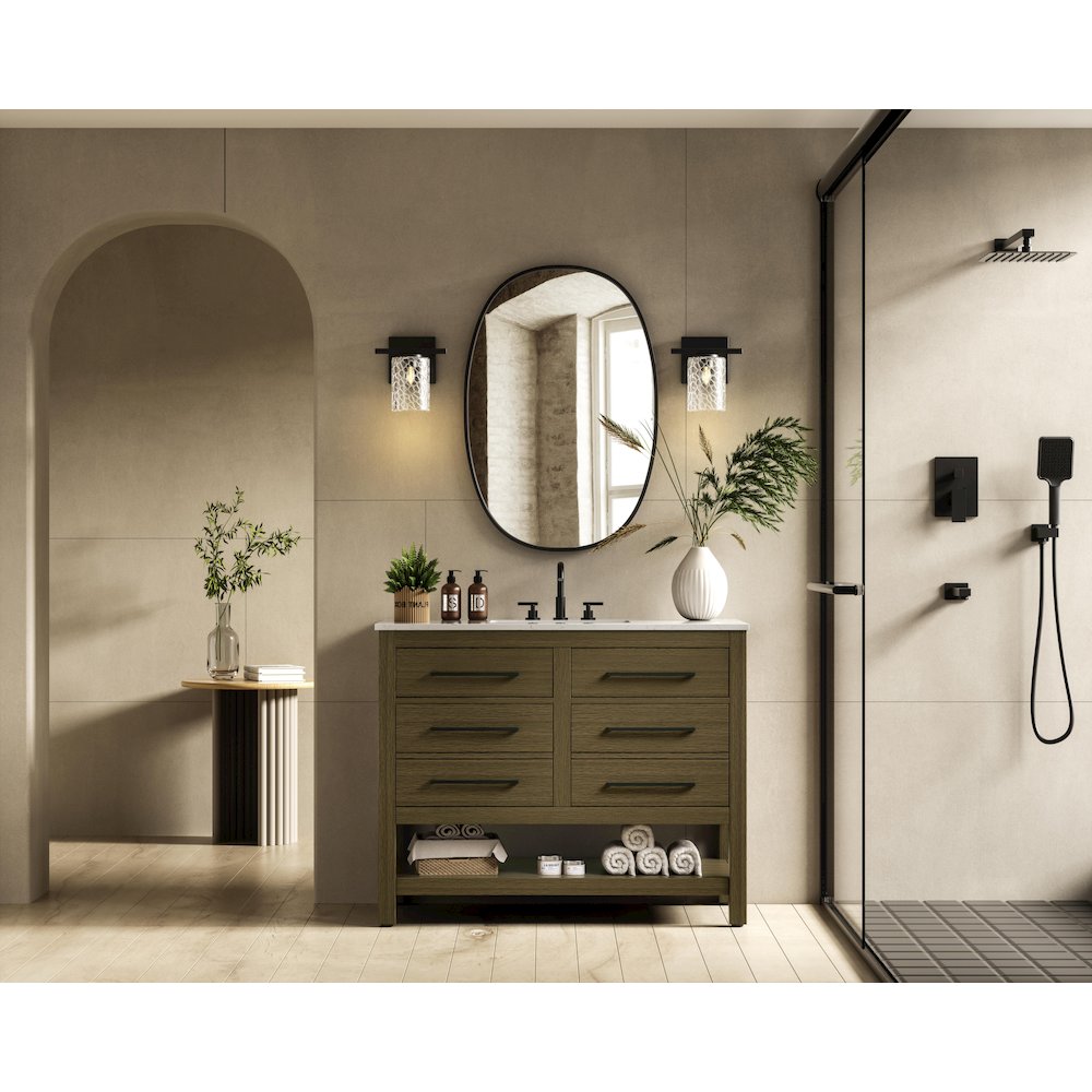 42 inch Single Bathroom Vanity in Chestnut Brown. Picture 4