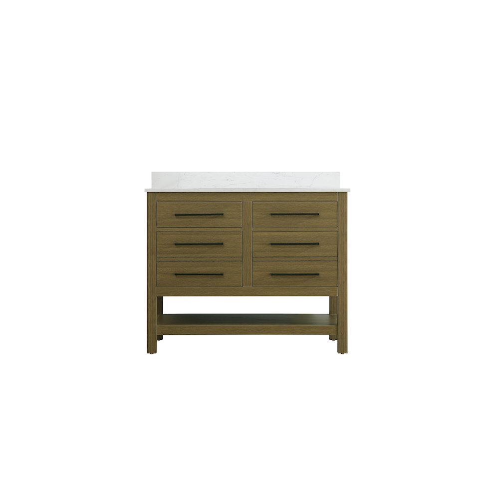 42 inch Single Bathroom Vanity in Chestnut Brown with backsplash. Picture 5