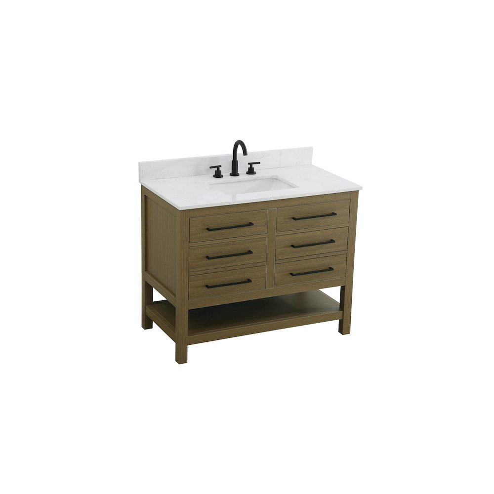 42 inch Single Bathroom Vanity in Chestnut Brown with backsplash. Picture 6