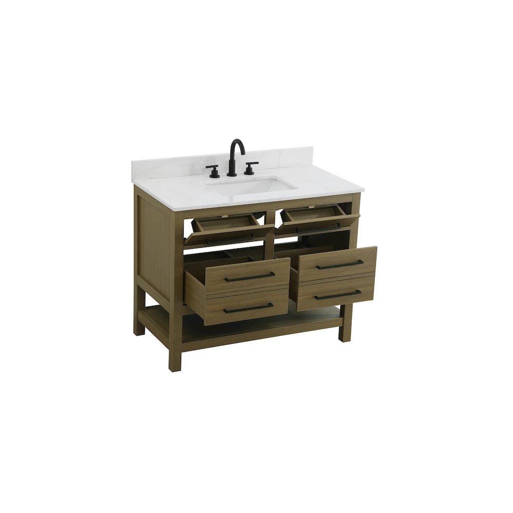 42 inch Single Bathroom Vanity in Chestnut Brown with backsplash. Picture 7