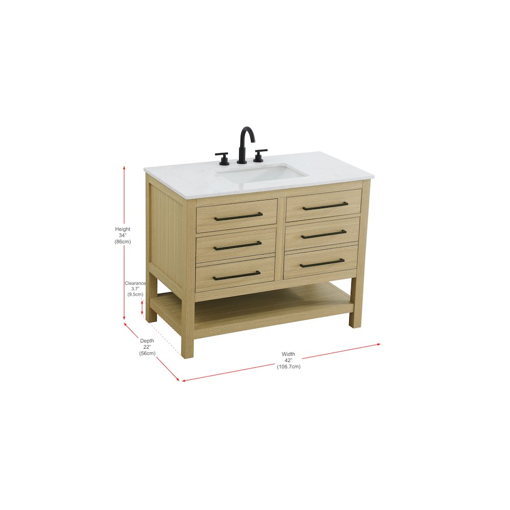 42  inch Single Bathroom Vanity in Honey Brown. Picture 13