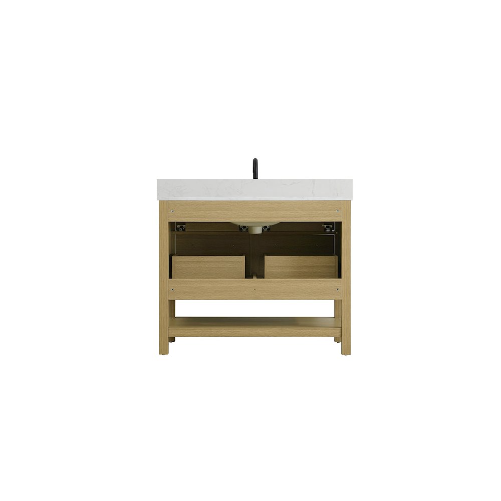 42  inch Single Bathroom Vanity in Honey Brown with backsplash. Picture 12