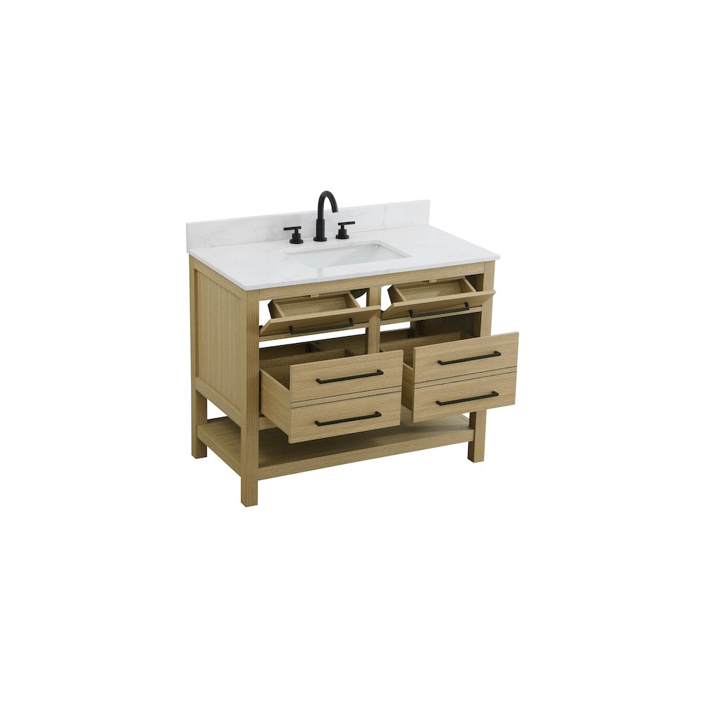 42  inch Single Bathroom Vanity in Honey Brown with backsplash. Picture 7