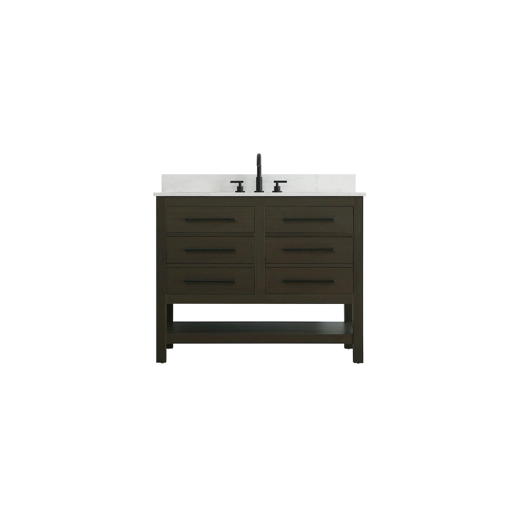 42 inch Single Bathroom Vanity in Mocha Brown with backsplash. Picture 1