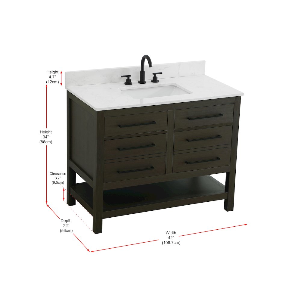 42 inch Single Bathroom Vanity in Mocha Brown with backsplash. Picture 13