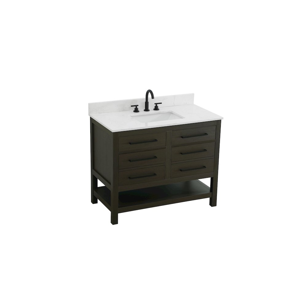 42 inch Single Bathroom Vanity in Mocha Brown with backsplash. Picture 6