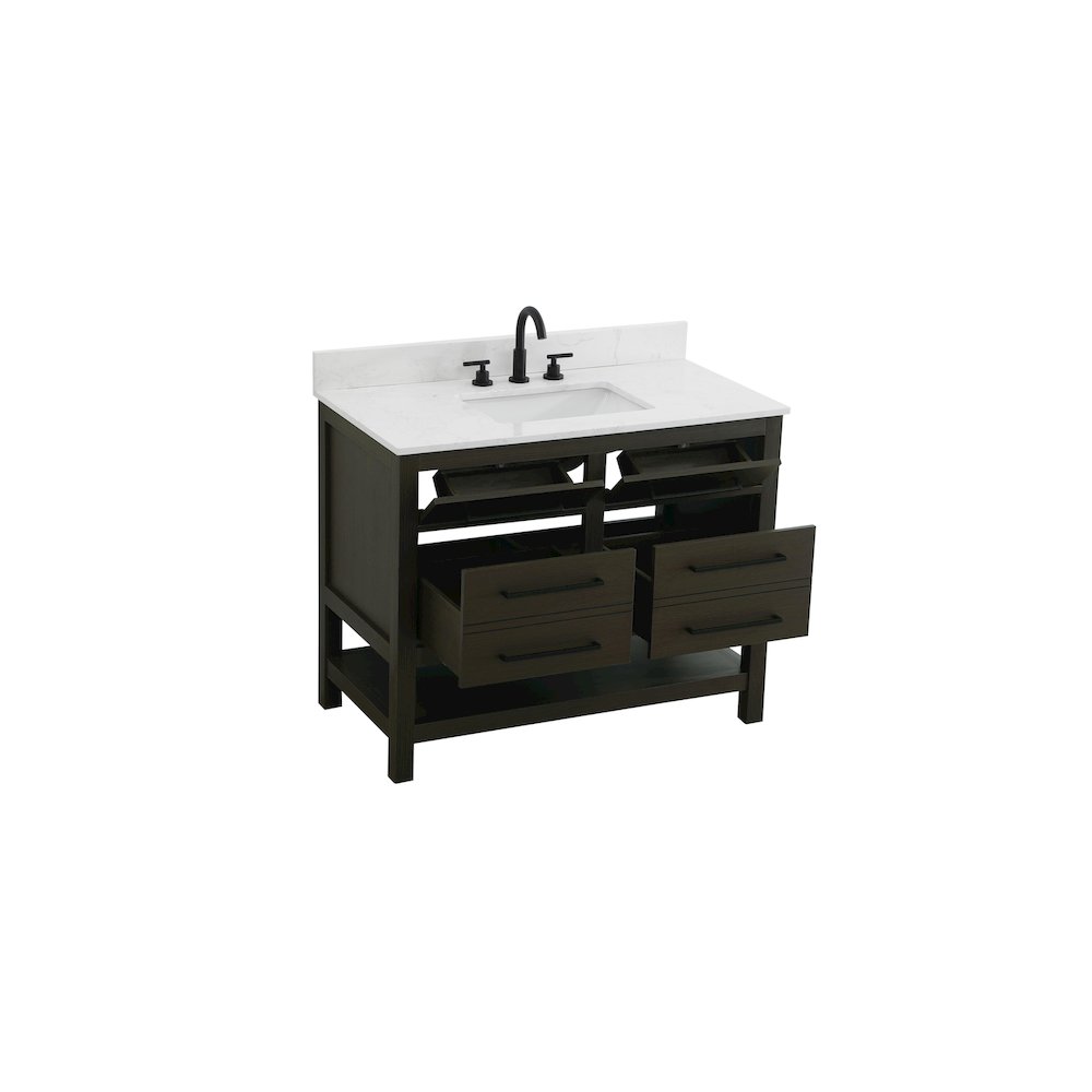 42 inch Single Bathroom Vanity in Mocha Brown with backsplash. Picture 7