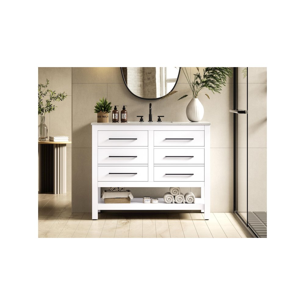42 inch Single Bathroom Vanity in White. Picture 2