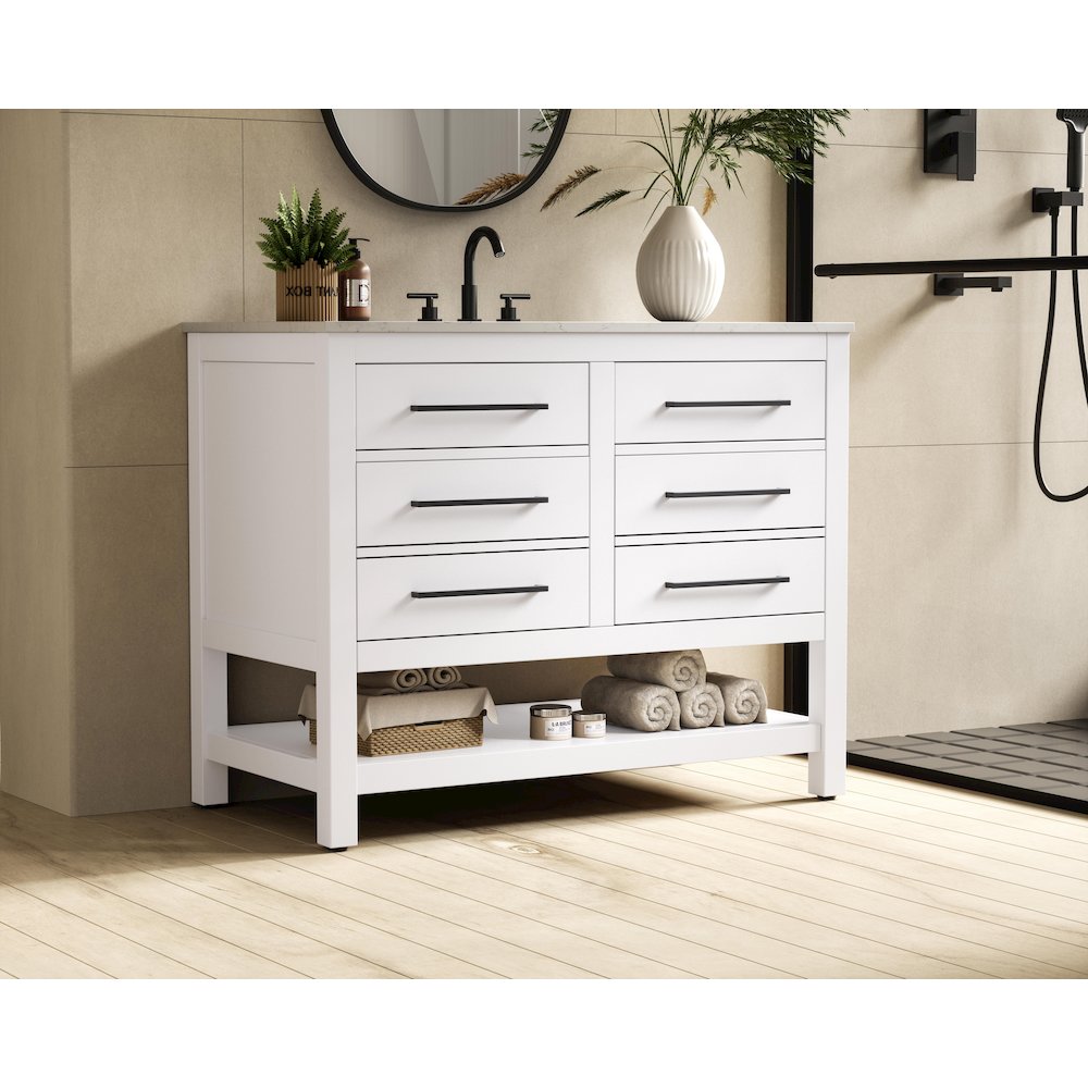 42 inch Single Bathroom Vanity in White. Picture 3