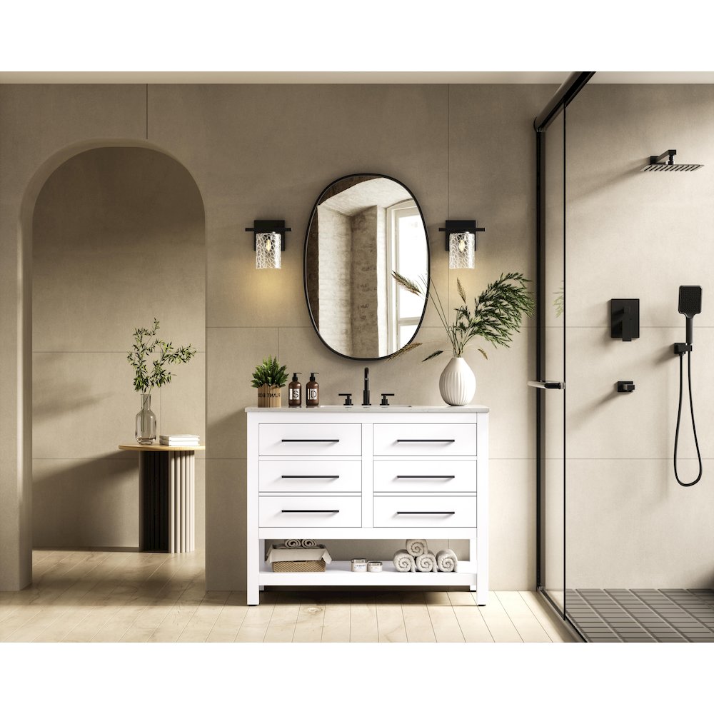 42 inch Single Bathroom Vanity in White. Picture 4