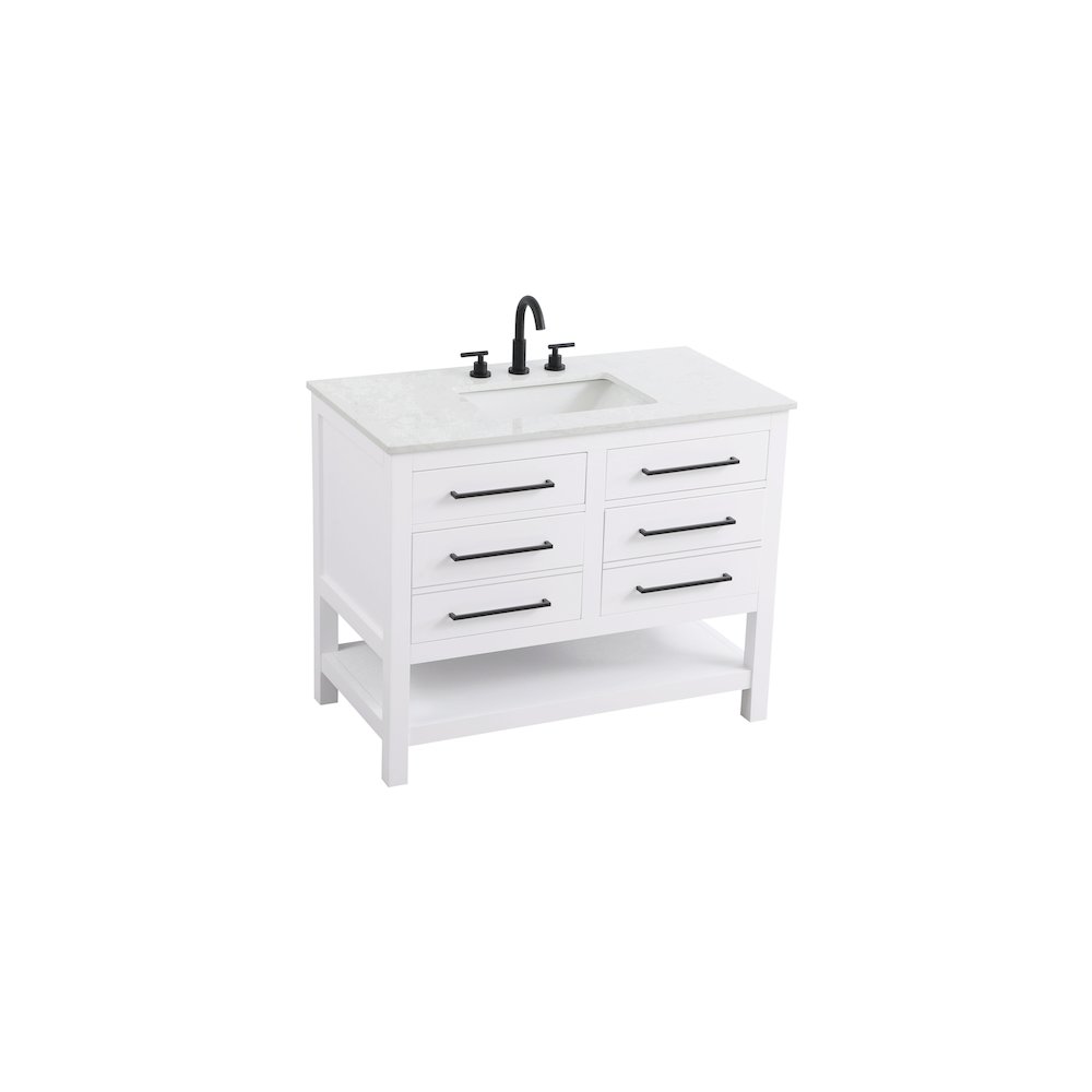 42 inch Single Bathroom Vanity in White. Picture 6