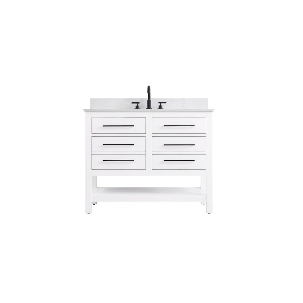 42 inch Single Bathroom Vanity in White with backsplash. Picture 1
