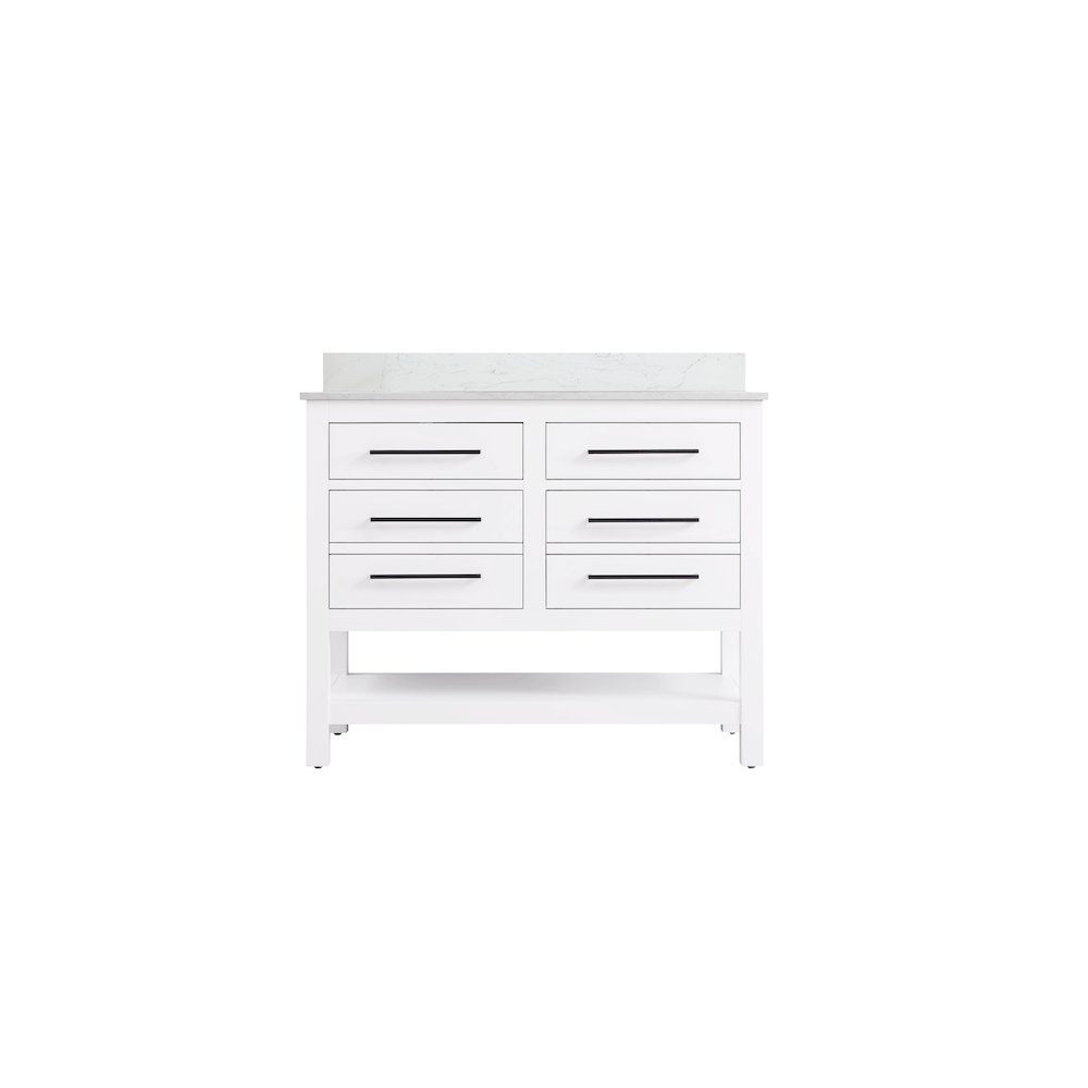 42 inch Single Bathroom Vanity in White with backsplash. Picture 5