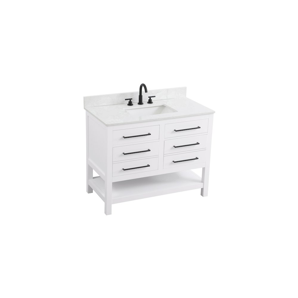 42 inch Single Bathroom Vanity in White with backsplash. Picture 6