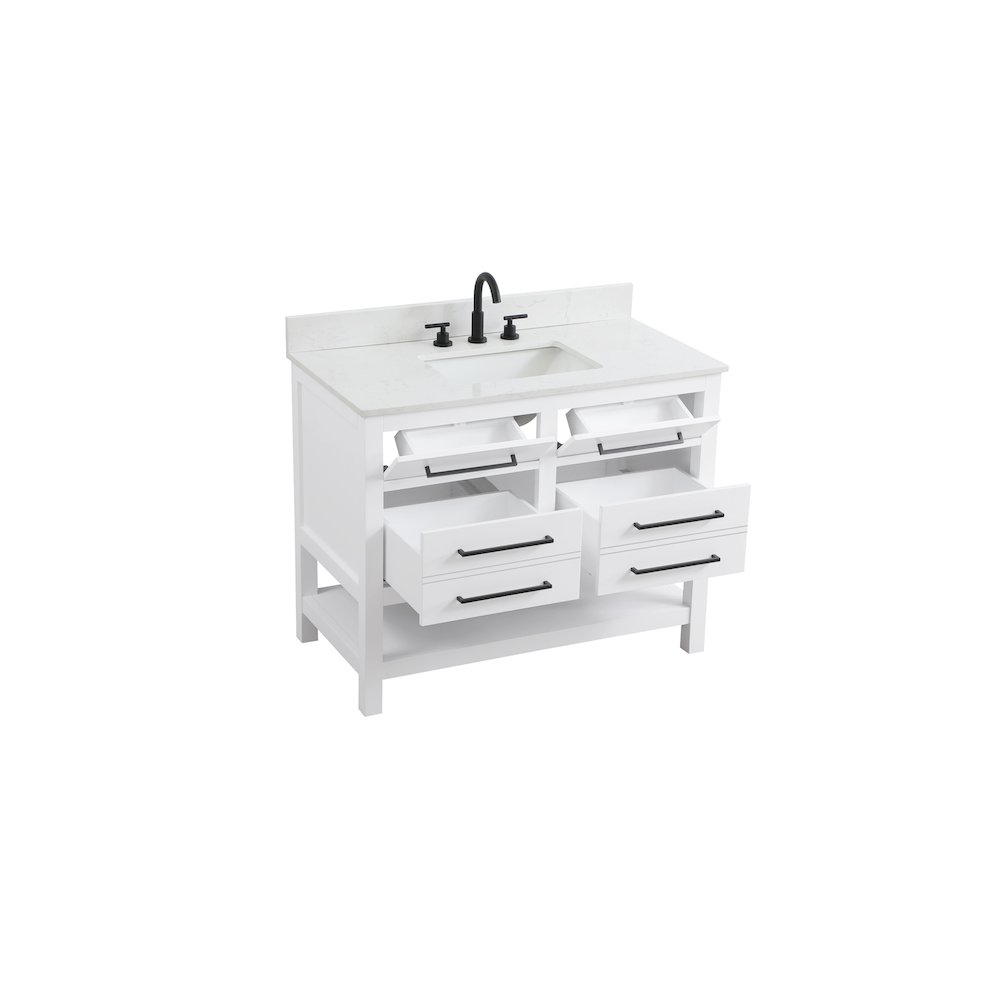 42 inch Single Bathroom Vanity in White with backsplash. Picture 7