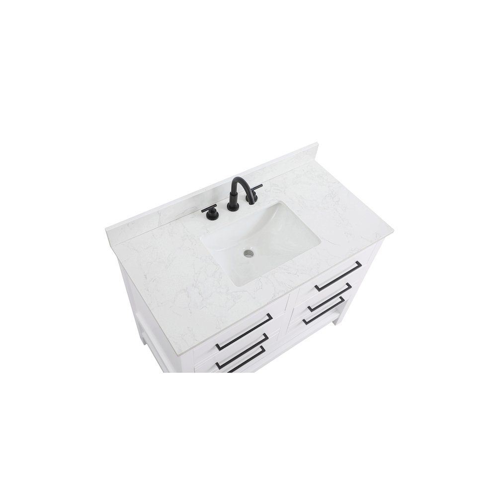 42 inch Single Bathroom Vanity in White with backsplash. Picture 8