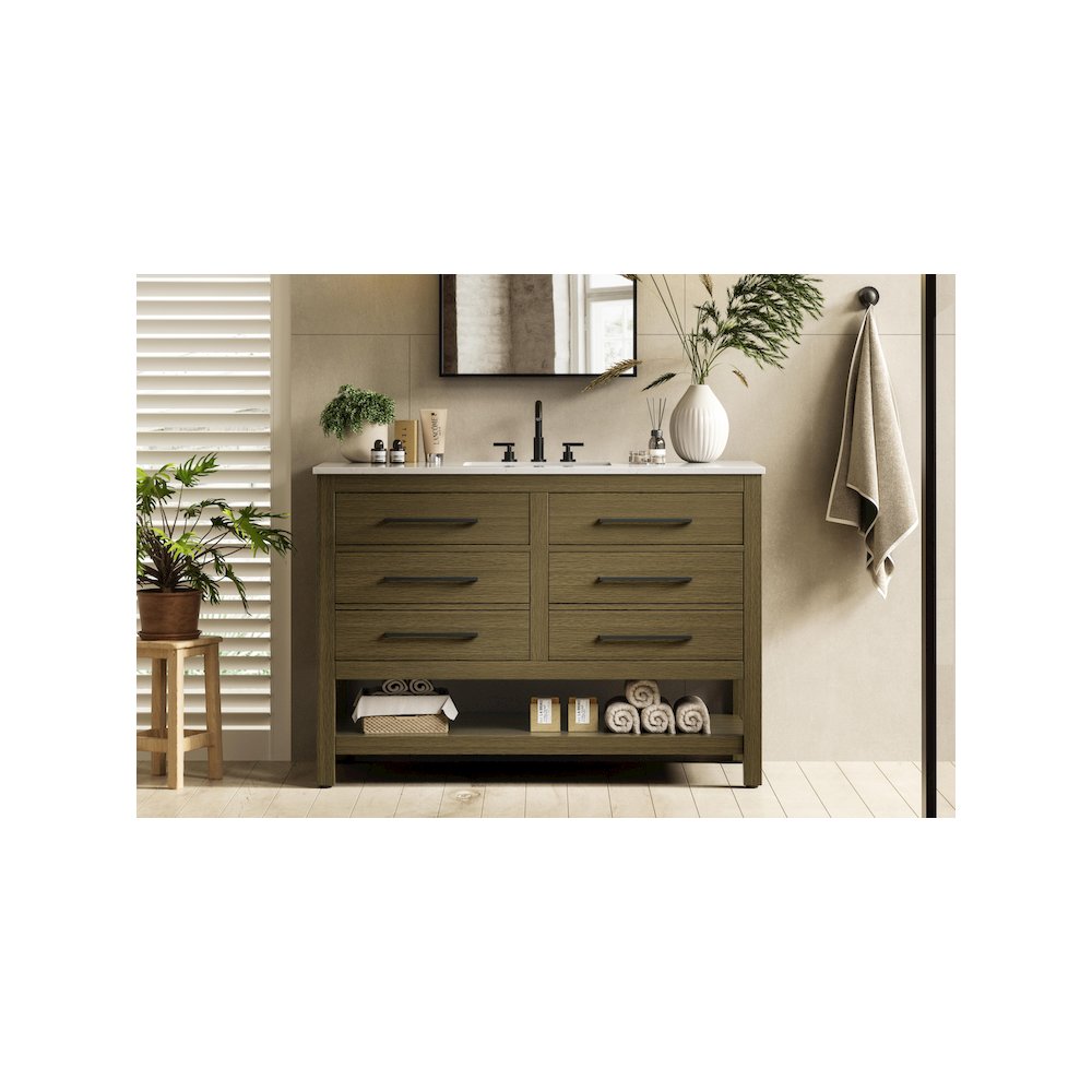 48 inch Single Bathroom Vanity in Chestnut Brown. Picture 2