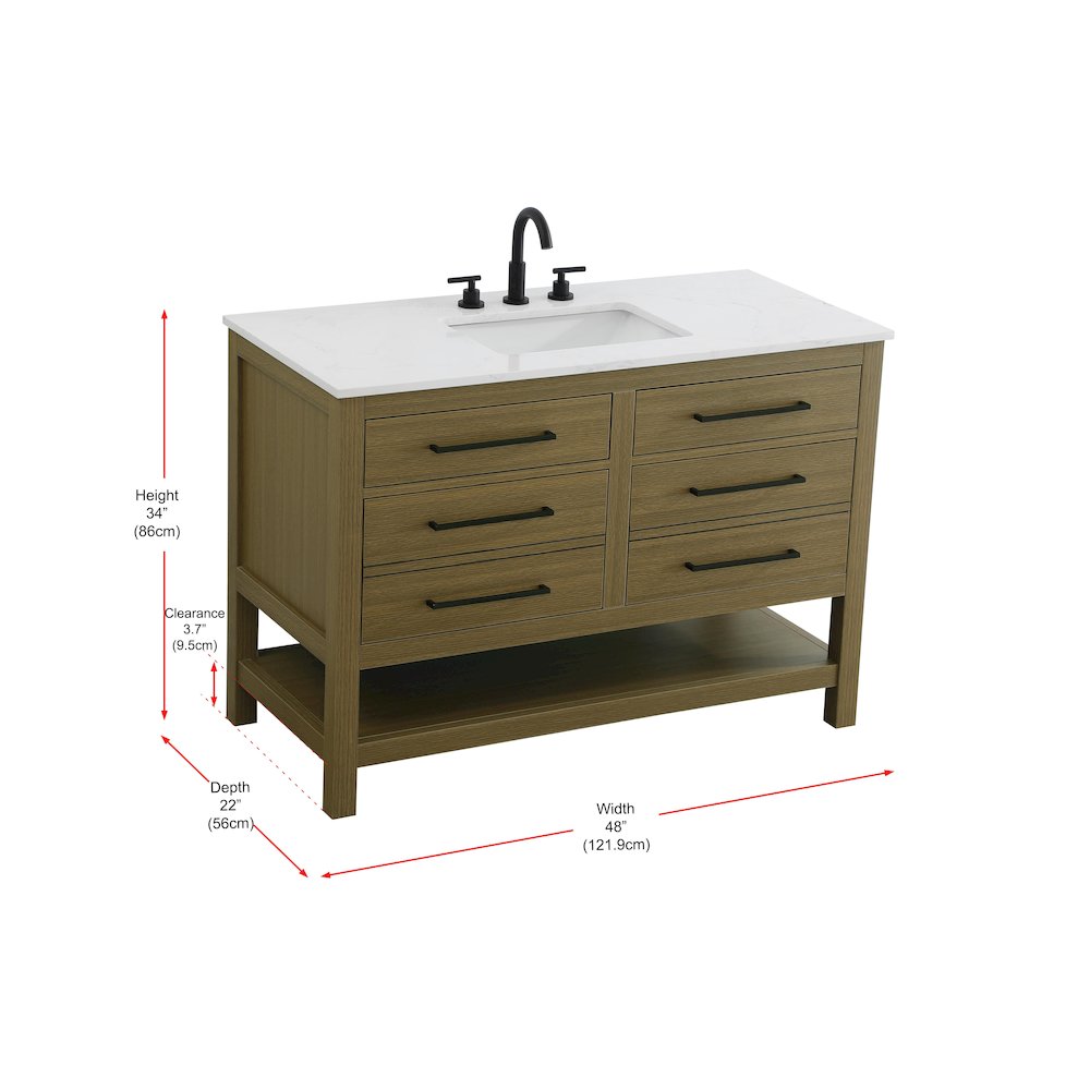 48 inch Single Bathroom Vanity in Chestnut Brown. Picture 13