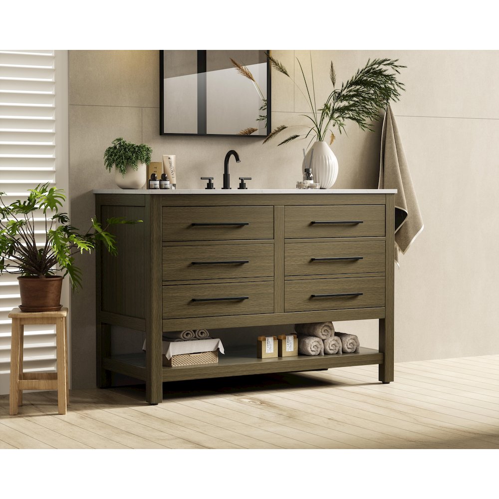 48 inch Single Bathroom Vanity in Chestnut Brown. Picture 3