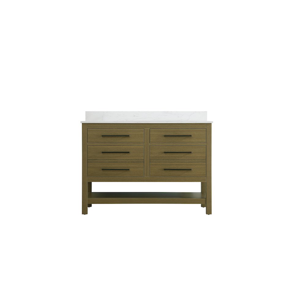 48 inch Single Bathroom Vanity in Chestnut Brown with backsplash. Picture 5