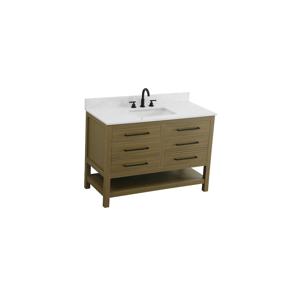 48 inch Single Bathroom Vanity in Chestnut Brown with backsplash. Picture 6