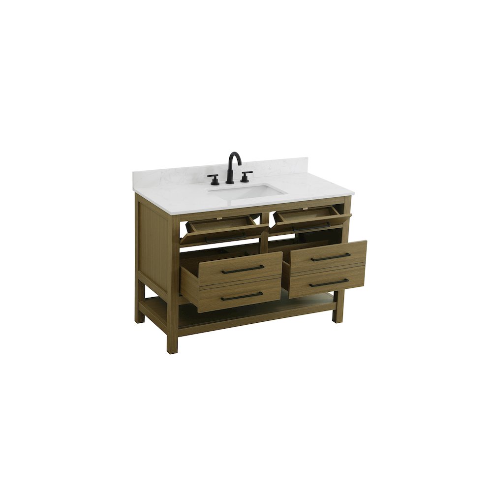 48 inch Single Bathroom Vanity in Chestnut Brown with backsplash. Picture 7