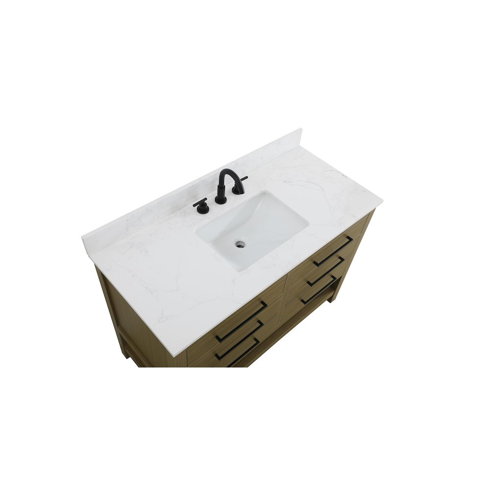 48 inch Single Bathroom Vanity in Chestnut Brown with backsplash. Picture 8